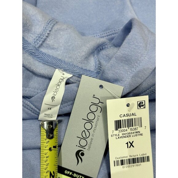 Ideology Sz 1X Hoodie Off-Duty Hooded Fleece Sweatshirt Plus Size Lavender New - Picture 4 of 7
